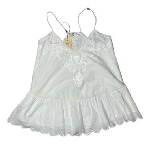 Anthropologie Women's Let Me Be Lace Peplum Tank, White/Ivory, US Size 4, NWT